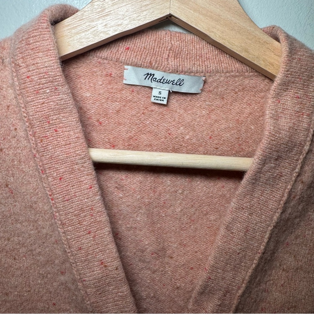 Madewell Donegal Maysfield Cardigan Sweater 100% Wool Pink Size S - Picture 2 of 7